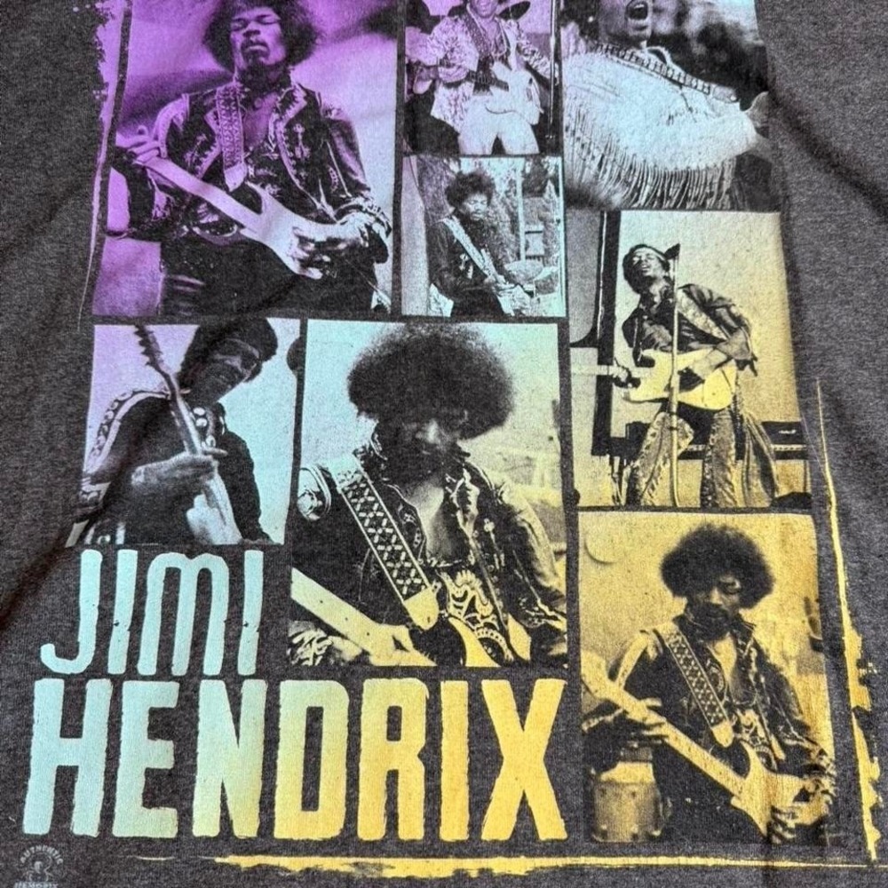 Zion Jimi Hendrix Graphic T-Shirt Charcoal Grey Unisex Rock Band Tee Size L